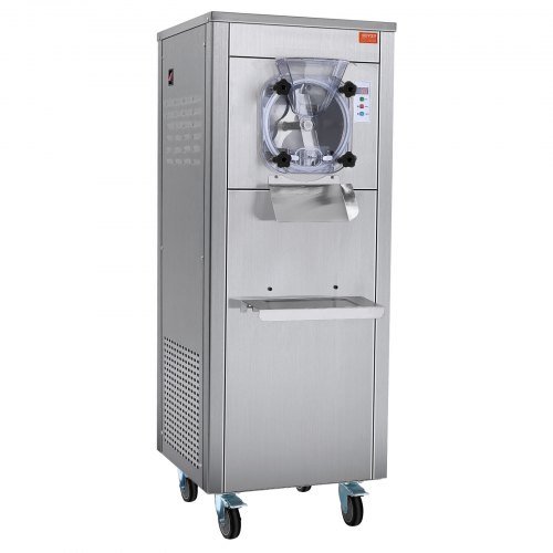 Máquina de Helados Comercial, Rendimiento de 18 L/H, Fabricante de Helados Duros de Sabor Único de 1600W con Ruedas, Cilindro de Acero Inoxidable de 6L, Panel LED de Limpieza Automática, Pre-enfri...