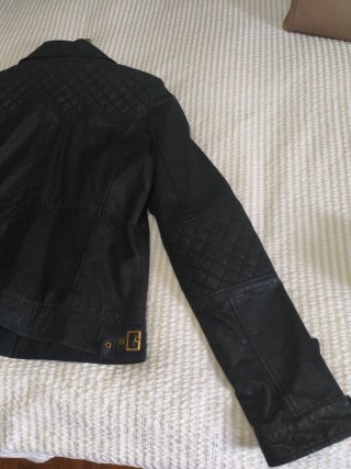 Cazadora Piel Zara Negra Mujer