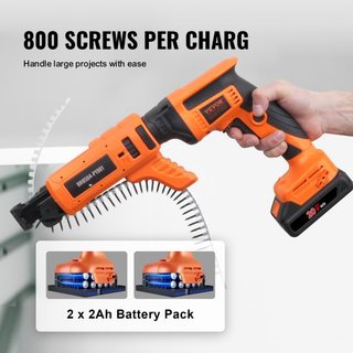 Taladro de Tornillos para Drywall Auto-Alimentado, Kit de Taladro de Tornillos para Drywall Collado de 20V Max, 4200RPM, Inalámbrico con Motor Sin Escobillas, 2 Paquetes de Batería, Cargador, Clip...