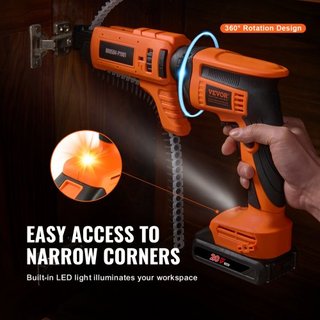 Taladro de Tornillos para Drywall Auto-Alimentado, Kit de Taladro de Tornillos para Drywall Collado de 20V Max, 4200RPM, Inalámbrico con Motor Sin Escobillas, 2 Paquetes de Batería, Cargador, Clip...