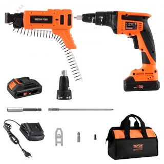 Taladro de Tornillos para Drywall Auto-Alimentado, Kit de Taladro de Tornillos para Drywall Collado de 20V Max, 4200RPM, Inalámbrico con Motor Sin Escobillas, 2 Paquetes de Batería, Cargador, Clip...