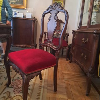 6 sillas antiguas de madera y asiento  tapizado...