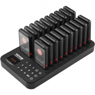 Sistema de Pagers para Restaurantes, Señal de Espera de Fila Inalámbrica de 400m, Beepers para Llamar Clientes con Vibración y Parpadeo, 20 Zumbadores para Camiones de Comida, Iglesias, Guarderías...