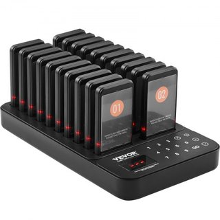 Sistema de Pagers para Restaurantes, Señal de Espera de Fila Inalámbrica de 400m, Beepers para Llamar Clientes con Vibración y Parpadeo, 20 Zumbadores para Camiones de Comida, Iglesias, Guarderías...