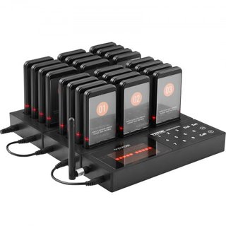 Sistema de Pagers para Restaurantes, Señal de Cola de Espera Inalámbrica de 400m de Largo Alcance, Beepers para Llamar Clientes con Vibración y Parpadeo, 24 Zumbadores para Camiones de Comida, Igl...