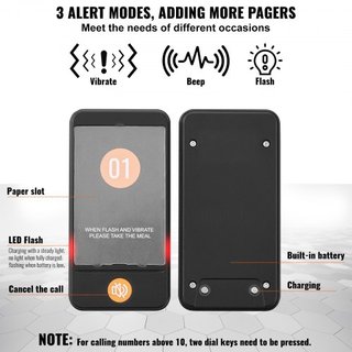 Sistema de Pagers para Restaurantes, Señal de Espera de Fila Inalámbrica de 400m de Largo Alcance, Beepers para Llamar a Clientes Invitados con Vibración y Parpadeo, 10 Zumbadores para Camiones de...
