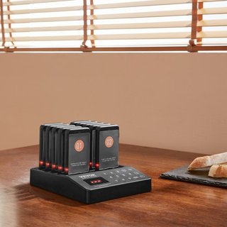 Sistema de Pagers para Restaurantes, Señal de Espera de Fila Inalámbrica de 400m de Largo Alcance, Beepers para Llamar a Clientes Invitados con Vibración y Parpadeo, 10 Zumbadores para Camiones de...