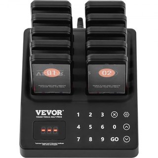 Sistema de Pagers para Restaurantes, Señal de Espera de Fila Inalámbrica de 400m de Largo Alcance, Beepers para Llamar a Clientes Invitados con Vibración y Parpadeo, 10 Zumbadores para Camiones de...