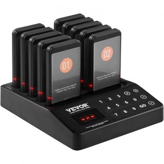 Sistema de Pagers para Restaurantes, Señal de Espera de Fila Inalámbrica de 400m de Largo Alcance, Beepers para Llamar a Clientes Invitados con Vibración y Parpadeo, 10 Zumbadores para Camiones de...