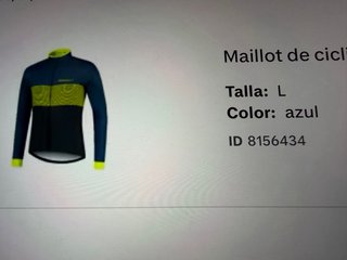 Maillot Ciclismo Rogelli Manga Larga Talla L