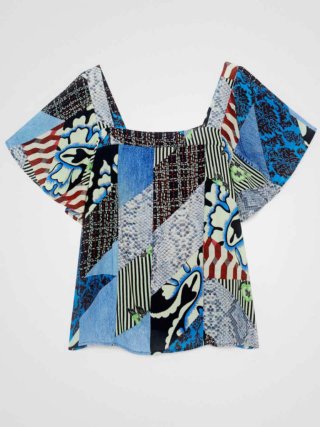 Camiseta Desigual Talla S Patchwork Denim