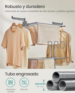 Tendedero plegable de 3 niveles con ruedas