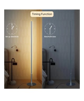 Lámpara Pie LED Moderna Regulable Plata (147cm).