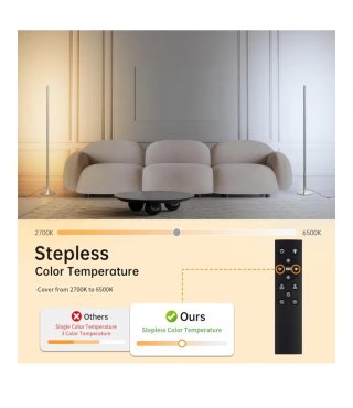Lámpara Pie LED Moderna Regulable Plata (147cm).