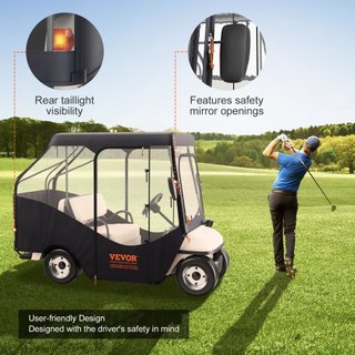 Cubierta para Carro de Golf, Cubierta de Conducción de Poliéster 420D con Ventanas Transparentes en 4 Lados, Cubiertas para Club Car de 4 Pasajeros para Carros de Golf de 2+2 Pasajeros, Cubierta E...
