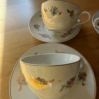 San Claudio 6 tazas de café y platos Antiguo 100