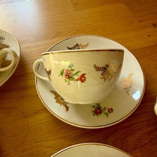 San Claudio 6 tazas de café y platos Antiguo 100