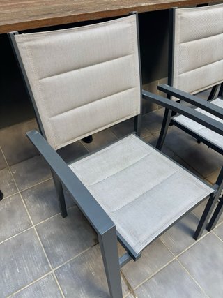 Mesa y 4 Sillas Terraza Cristal Metal