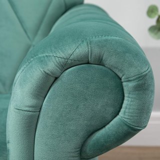 Divano a 2 Posti in Legno e Velluto Verde, Fodera Spessa, Divano per 2 Persone Design Vintage Rétro, 148 X 72 X 76Cm