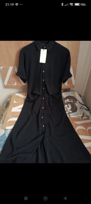 Vestido Zara largo botones dorados XS
