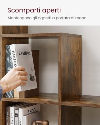 Mensola a 10 cubi, mensola con scomparti aperti, organizer per decorazioni, cornici per foto, piante, soggiorno, camera da letto, studio, 29 x 129,5 x 129,5 cm, marrone vintage LBC10BX