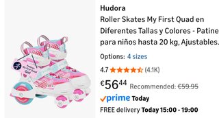 Patines Quad Niña HUDORA Talla Ajustable
