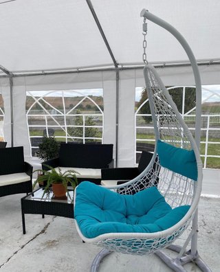 Conjunto de jardín negro y turquesa