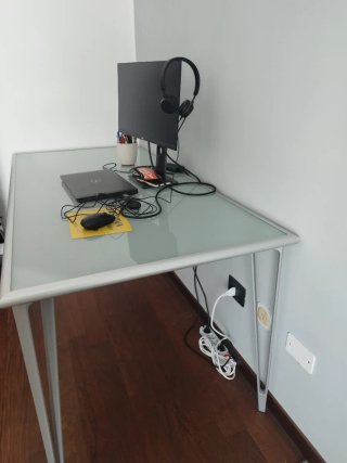 Scrivania/Tavolo Vetro Satinato e Metallo