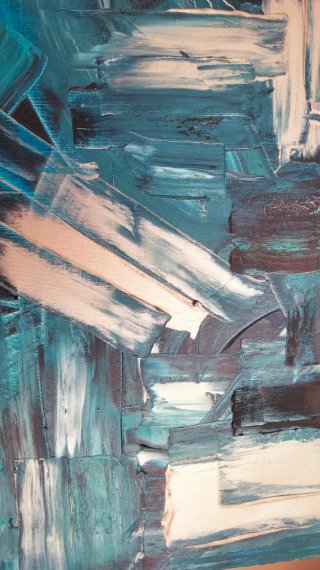 Quadro materico blu e argento