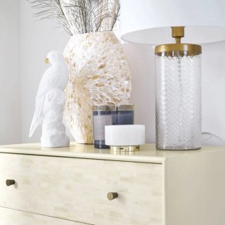 Jarrón Grande Nácar Beige y Blanco Nuevo