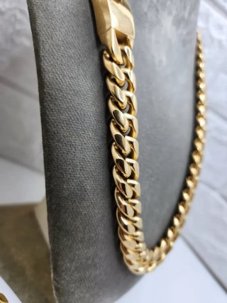 Conjunto Cubano Acero Quirúrgico Chapado Oro