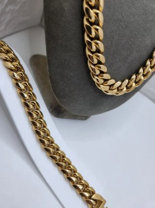 Conjunto Cubano Acero Quirúrgico Chapado Oro
