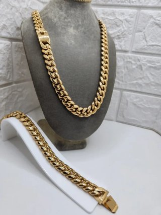 Conjunto Cubano Acero Quirúrgico Chapado Oro