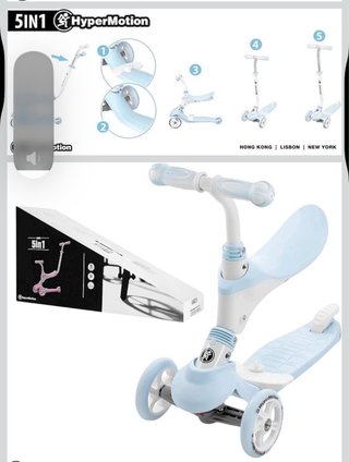 Patinete 5 en 1 Celeste y Blanco