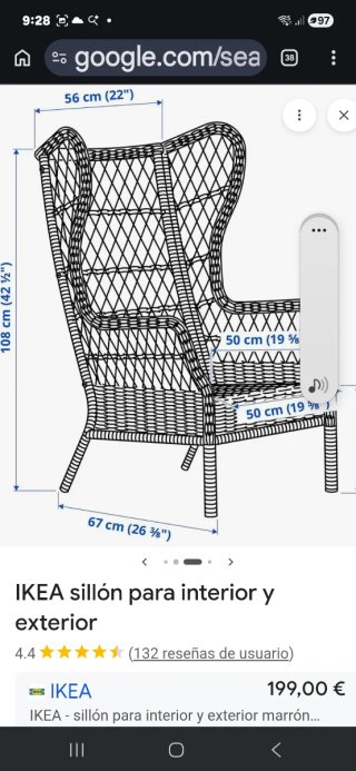 Sillón RISHOLMEN Ikea ratán exterior