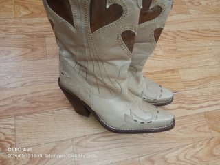 Botas Cowboy Piel Beige