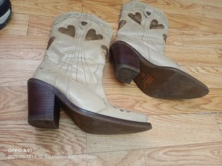 Botas Cowboy Piel Beige
