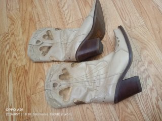 Botas Cowboy Piel Beige