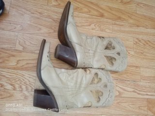 Botas Cowboy Piel Beige