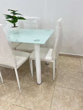 Mesa Comedor Cristal 6 Sillas Blanca