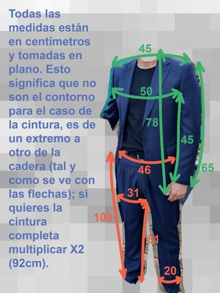 Traje chaqueta lavable Dustin azul Hombre T50 L