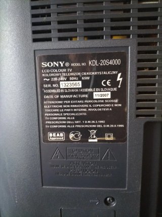 TV Sony Bravia KDL-20S4000 Negro