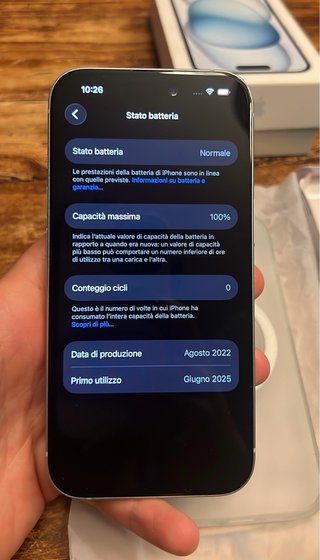iPhone 15 100% Salute Batteria (originale!)
