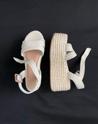 Sandalias esparto plataforma blancas