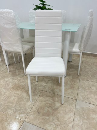 Mesa Comedor Cristal 6 Sillas Blanca