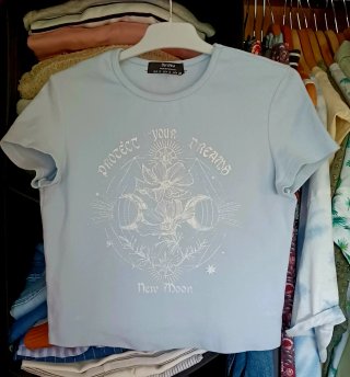 Crop top azul pastel Bershka T. S | Básico verano