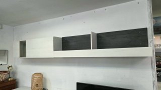Mueble TV salón madera y cristal