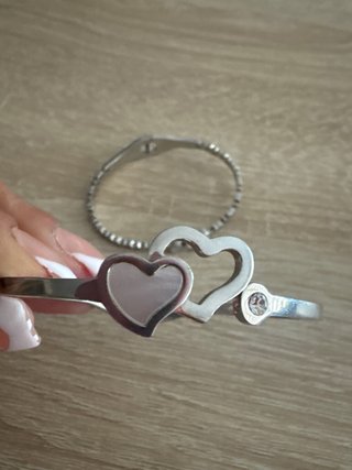 2 Pulseras Lotus Corazón Plata