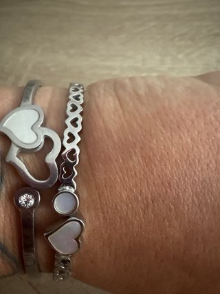 2 Pulseras Lotus Corazón Plata