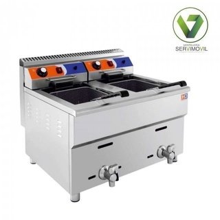 FREIDORA A GAS DOBLE CON GRIFO 12+12 LITROS-GF-182